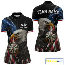 Load image into Gallery viewer, American Flag Eagle Darts Shirt For Women Custom Patriotic Darts Jersey Team Polo &amp; Quarter Zip TDM5012