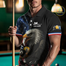 Load image into Gallery viewer, Personalized American Flag Eagle Pool Jersey For Men Custom Billiard 8, 9 &amp; 10 Ball Team Shirt TDM5013