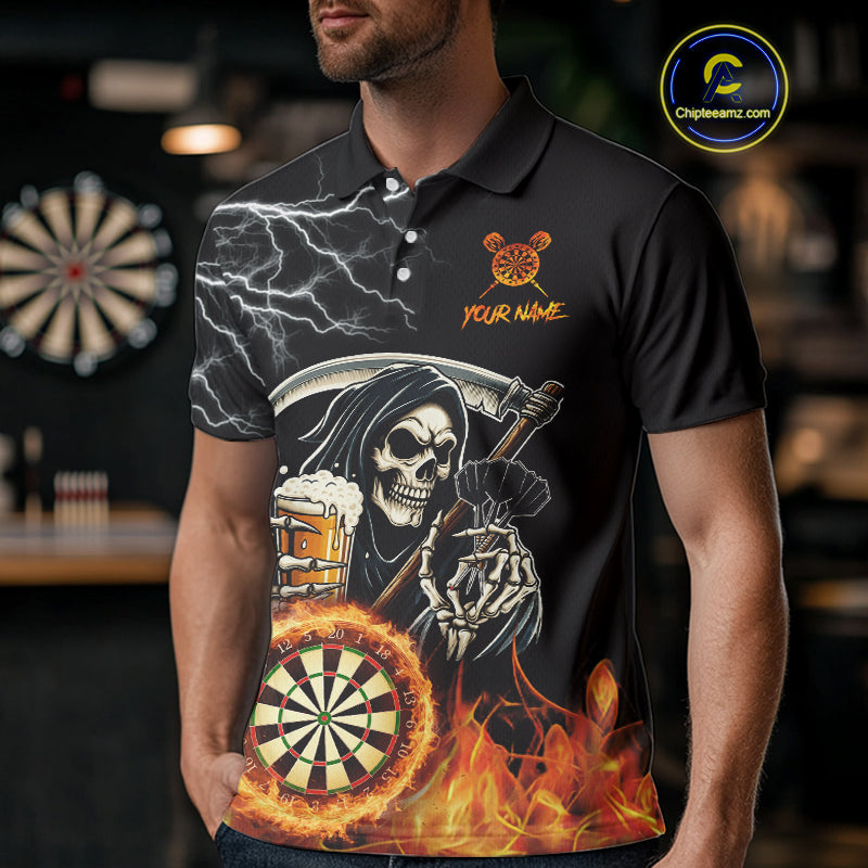 Personalized Grim Reaper Darts And Beer Flame Darts Shirt For Men Custom Funny Darts Team Jersey TDM5015