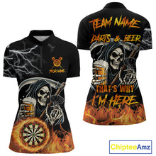 Load image into Gallery viewer, Personalized Grim Reaper Darts And Beer Flame Darts Shirt For Women Custom Funny Darts Team Jersey TDM5015