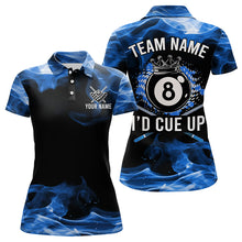Load image into Gallery viewer, I'd Cue Up 8 Ball Pool Crown Blue Flaming Custom Billiard Shirts For Women, Funny Billiard Jerseys TDM3233