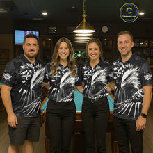 Load image into Gallery viewer, Custom White And Black 8 Ball Pool Eagle Paint Billiard Shirts For Men Team League Billiard Jersey TDM5473