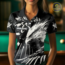 Load image into Gallery viewer, Custom White And Black 8 Ball Pool Eagle Paint Billiard Shirts For Women Team League Billiard Jersey TDM5473