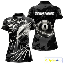 Load image into Gallery viewer, Custom White And Black 8 Ball Pool Eagle Paint Billiard Shirts For Women Team League Billiard Jersey TDM5473