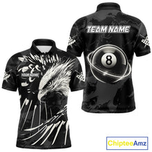 Load image into Gallery viewer, Custom White And Black 8 Ball Pool Eagle Paint Billiard Shirts For Men Team League Billiard Jersey TDM5473