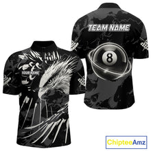 Load image into Gallery viewer, Custom White And Black 8 Ball Pool Eagle Paint Billiard Shirts For Men Team League Billiard Jersey TDM5473