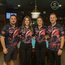 Load image into Gallery viewer, Custom Red And Black 8 Ball Pool Eagle Paint Billiard Shirts For Men Team League Billiard Jersey TDM5474