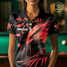 Load image into Gallery viewer, Custom Red And Black 8 Ball Pool Eagle Paint Billiard Shirts For Women Team League Billiard Jersey TDM5474
