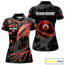Load image into Gallery viewer, Custom Red And Black 8 Ball Pool Eagle Paint Billiard Shirts For Women Team League Billiard Jersey TDM5474