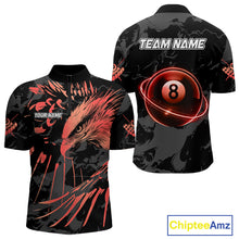 Load image into Gallery viewer, Custom Red And Black 8 Ball Pool Eagle Paint Billiard Shirts For Men Team League Billiard Jersey TDM5474