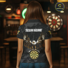 Load image into Gallery viewer, Black And Gold Custom Eagle Paint Darts Shirt For Women, Darts League Jersey Team Polo &amp; 1/4 Zip TDM5475