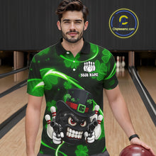Load image into Gallery viewer, Personalized St Patrick Day Bowling Shirt For Men, Funny Shamrock Luckiest Bowling Team Jersey TDM5746