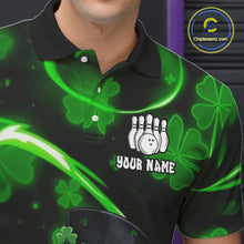 Load image into Gallery viewer, Personalized St Patrick Day Bowling Shirt For Men, Funny Shamrock Luckiest Bowling Team Jersey TDM5746