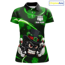 Load image into Gallery viewer, Personalized St Patrick Day Bowling Shirt For Women, Funny Shamrock Luckiest Bowling Team Jersey TDM5746