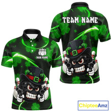 Load image into Gallery viewer, Personalized St Patrick Day Bowling Shirt For Men, Funny Shamrock Luckiest Bowling Team Jersey TDM5746