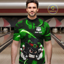 Load image into Gallery viewer, Personalized St Patrick Day Bowling Shirt For Men, Funny Shamrock Luckiest Bowling Team Jersey TDM5746