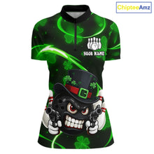 Load image into Gallery viewer, Personalized St Patrick Day Bowling Shirt For Women, Funny Shamrock Luckiest Bowling Team Jersey TDM5746