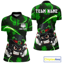 Load image into Gallery viewer, Personalized St Patrick Day Bowling Shirt For Women, Funny Shamrock Luckiest Bowling Team Jersey TDM5746