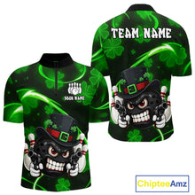 Load image into Gallery viewer, Personalized St Patrick Day Bowling Shirt For Men, Funny Shamrock Luckiest Bowling Team Jersey TDM5746