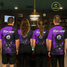 Load image into Gallery viewer, Purple Grim Reaper 8 Ball Billiard Shirt For Men Custom Skull Pool Team Jersey Polo &amp; 1/4 Zip TDM6104