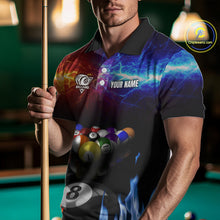 Load image into Gallery viewer, Orange And Blue Custom Lightning Men's Billiard Shirts – Billiard Pool Team Jerseys Polo &amp; 1/4 Zip TDM4014