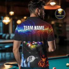 Load image into Gallery viewer, Orange And Blue Custom Lightning Men's Billiard Shirts – Billiard Pool Team Jerseys Polo &amp; 1/4 Zip TDM4014