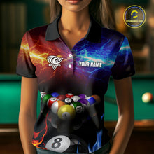Load image into Gallery viewer, Orange And Blue Custom Lightning Women's Billiard Shirts – Billiard Pool Team Jerseys Polo &amp; 1/4 Zip TDM4014