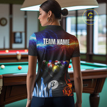Load image into Gallery viewer, Orange And Blue Custom Lightning Women's Billiard Shirts – Billiard Pool Team Jerseys Polo &amp; 1/4 Zip TDM4014