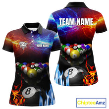 Load image into Gallery viewer, Orange And Blue Custom Lightning Women's Billiard Shirts – Billiard Pool Team Jerseys Polo &amp; 1/4 Zip TDM4014
