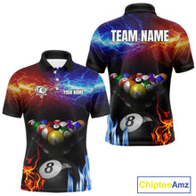 Load image into Gallery viewer, Orange And Blue Custom Lightning Men's Billiard Shirts – Billiard Pool Team Jerseys Polo &amp; 1/4 Zip TDM4014