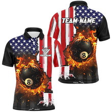 Load image into Gallery viewer, American Flag 8 Ball Pool Fire Break Glass Custom Men Billiard Shirts, Patriotic Billiard Jerseys TDM1829