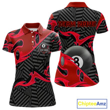 Load image into Gallery viewer, Personalized Red And Black 8 Ball Billiards Pool Shirts For Women Custom Billiard Team Jerseys TDM4199
