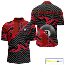Load image into Gallery viewer, Personalized Red And Black 8 Ball Billiards Pool Shirts For Men Custom Billiard Team Jerseys TDM4199