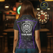 Load image into Gallery viewer, Black Purple Camo Darts Shirt With Pocket Option For Women Custom Dart Jersey TDM4365