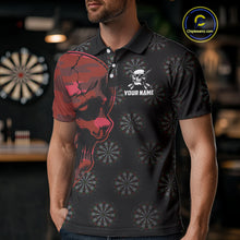 Load image into Gallery viewer, Funny Red Camo Darts Skull Aim Shoot Swear Repeat Custom Dart Shirts For Men, Darts Team Jersey TDM4797