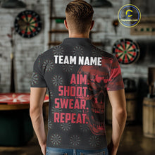 Load image into Gallery viewer, Funny Red Camo Darts Skull Aim Shoot Swear Repeat Custom Dart Shirts For Men, Darts Team Jersey TDM4797