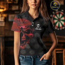 Load image into Gallery viewer, Funny Red Camo Darts Skull Aim Shoot Swear Repeat Custom Dart Shirts For Women, Darts Team Jersey TDM4797