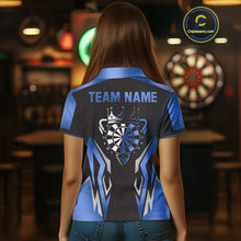 Load image into Gallery viewer, Black And Blue Funny Crown Darts Shirt For Women Custom Darts Jerseys Team Polo &amp; Quarter Zip TDM5018