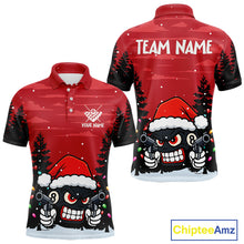 Load image into Gallery viewer, Personalized Red Christmas Santa 8 Ball Pool Billiard Shirts For Men, Funny Xmas Billiard Jerseys TDM5221
