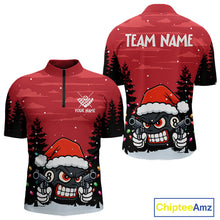 Load image into Gallery viewer, Personalized Red Christmas Santa 8 Ball Pool Billiard Shirts For Men, Funny Xmas Billiard Jerseys TDM5221