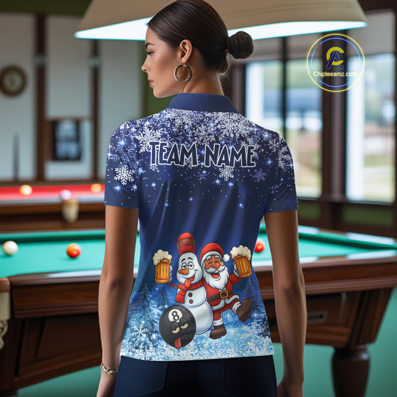 Funny Santa And Beer 8 Ball Billiard Shirts For Women Custom Christmas Gifts For Pool Players TDM5222