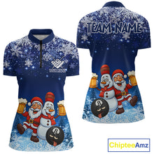 Load image into Gallery viewer, Funny Santa And Beer 8 Ball Billiard Shirts For Women Custom Christmas Gifts For Pool Players TDM5222