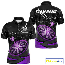Load image into Gallery viewer, Purple Dartboard Frozen Ice Darts Shirt For Men Custom Darts Jersey Team Polo &amp; Quarter Zip TDM5228