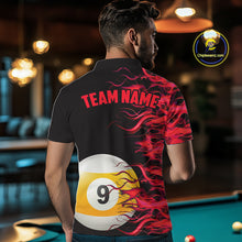 Load image into Gallery viewer, Red Flaming 8 Ball &amp; 9 Ball Billiard Shirt For Men Custom Pool Team Jersey Polo &amp; Quarter Zip TDM5481