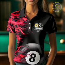 Load image into Gallery viewer, Red Flaming 8 Ball &amp; 9 Ball Billiard Shirt For Women Custom Pool Team Jersey Polo &amp; Quarter Zip TDM5481