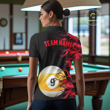 Load image into Gallery viewer, Red Flaming 8 Ball &amp; 9 Ball Billiard Shirt For Women Custom Pool Team Jersey Polo &amp; Quarter Zip TDM5481