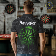 Load image into Gallery viewer, Black And Green Smoke Grim Reaper Funny Dart Shirts For Men Custom Dart Jerseys, Darts Clothing TDM5486