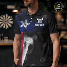 Load image into Gallery viewer, Personalized Texas Flag Smoke Darts Polo &amp; Quarter Zip For Men Custom Texas Darts Team Jersey TDM5487