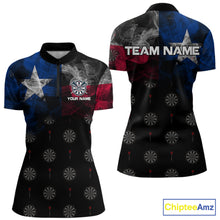 Load image into Gallery viewer, Personalized Texas Flag Smoke Darts Shirt For Women Custom Texas Darts Team Jersey Polo &amp; 1/4 Zip TDM5488