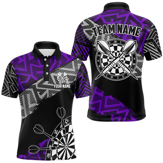 Custom Darts Shirts For Men Personalized Zig-Zag Pattern Dart Jerseys, Cool Dart Shirts |Purple TDM3444